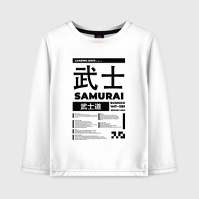 Детский лонгслив хлопок с принтом КИБЕРПАНК SAMURAI САМУРАЙ в Новосибирске, 100% хлопок | круглый вырез горловины, полуприлегающий силуэт, длина до линии бедер | Тематика изображения на принте: samurai | бусидо | иероглифы | киберпанк | самурай | символы | сэнгоку дзидай | японский