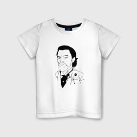 Детская футболка хлопок с принтом Ди Каприо в Новосибирске, 100% хлопок | круглый вырез горловины, полуприлегающий силуэт, длина до линии бедер | leo di | джанго освобожденный | ди каприо | леонардо ди каприо | мем ди каприо