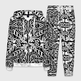 Мужской костюм 3D с принтом Скандинавская вязь орнамент в Новосибирске, 100% полиэстер | Манжеты и пояс оформлены тканевой резинкой, двухслойный капюшон со шнурком для регулировки, карманы спереди | ассуры | битва | бог | веды | викинги | вязь | громовержец | древнеиндийский | кельтский | крест | махабхарата | орнамент | перун | рода | скандинавская | эпос | языческий