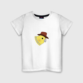 Детская футболка хлопок с принтом Бонжур в Новосибирске, 100% хлопок | круглый вырез горловины, полуприлегающий силуэт, длина до линии бедер | Тематика изображения на принте: mem | бонжур | мем | попугай | попугай в шляпе | прикол | птица | стикер | юмор