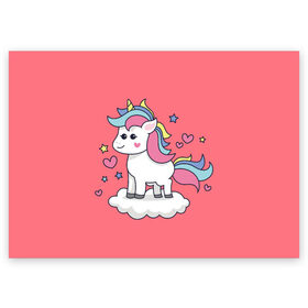 Поздравительная открытка с принтом Unicorn в Новосибирске, 100% бумага | плотность бумаги 280 г/м2, матовая, на обратной стороне линовка и место для марки
 | Тематика изображения на принте: animal | единорог | животные | звери