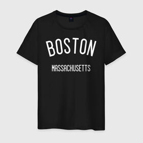 Мужская футболка хлопок с принтом БОСТОН в Новосибирске, 100% хлопок | прямой крой, круглый вырез горловины, длина до линии бедер, слегка спущенное плечо. | america | boston | states | usa | америка | бостон | сша | штаты