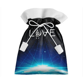Подарочный 3D мешок с принтом LOVE в Новосибирске, 100% полиэстер | Размер: 29*39 см | angels and airwaves | ava | mark hoppus | moon man | music | rock | tom delonge | космонавт | космос | луна | музыка | рок