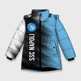 Зимняя куртка для девочек 3D с принтом SSC NAPOLI Наполи в Новосибирске, ткань верха — 100% полиэстер; подклад — 100% полиэстер, утеплитель — 100% полиэстер. | длина ниже бедра, удлиненная спинка, воротник стойка и отстегивающийся капюшон. Есть боковые карманы с листочкой на кнопках, утяжки по низу изделия и внутренний карман на молнии. 

Предусмотрены светоотражающий принт на спинке, радужный светоотражающий элемент на пуллере молнии и на резинке для утяжки. | club | footbal | logo | napoli | ssc | знак | клуб | логотип | логотипы | наполи | символ | символы | форма | футбол | футбольная | футбольный