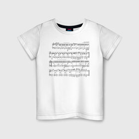 Детская футболка хлопок с принтом Нотные строки в Новосибирске, 100% хлопок | круглый вырез горловины, полуприлегающий силуэт, длина до линии бедер | музыка | нота | ноты