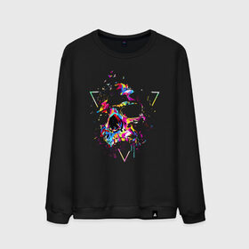 Мужской свитшот хлопок с принтом Skull в Новосибирске, 100% хлопок |  | bird | blot | color | neon | paint | skull | triangle | клякса | краска | неон | птица | треугольник | цвет | череп