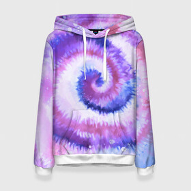 Женская толстовка 3D с принтом TIE-DYE PURPLE в Новосибирске, 100% полиэстер  | двухслойный капюшон со шнурком для регулировки, мягкие манжеты на рукавах и по низу толстовки, спереди карман-кенгуру с мягким внутренним слоем. | dye | multicolor | tie | trend | акварель | брызги | градиент | дай | колор | краски | красочная | мульти | потёки | пятна | радуга | радужная | тай | тайдай | текстура | тренд | хиппи