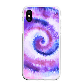 Чехол для iPhone XS Max матовый с принтом TIE-DYE PURPLE в Новосибирске, Силикон | Область печати: задняя сторона чехла, без боковых панелей | Тематика изображения на принте: dye | multicolor | tie | trend | акварель | брызги | градиент | дай | колор | краски | красочная | мульти | потёки | пятна | радуга | радужная | тай | тайдай | текстура | тренд | хиппи