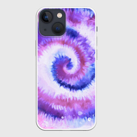 Чехол для iPhone 13 mini с принтом TIE DYE PURPLE в Новосибирске,  |  | dye | multicolor | tie | trend | акварель | брызги | градиент | дай | колор | краски | красочная | мульти | потёки | пятна | радуга | радужная | тай | тайдай | текстура | тренд | хиппи