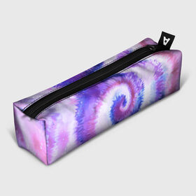 Пенал 3D с принтом TIE-DYE PURPLE в Новосибирске, 100% полиэстер | плотная ткань, застежка на молнии | Тематика изображения на принте: dye | multicolor | tie | trend | акварель | брызги | градиент | дай | колор | краски | красочная | мульти | потёки | пятна | радуга | радужная | тай | тайдай | текстура | тренд | хиппи