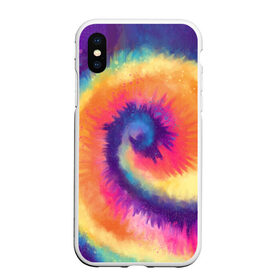 Чехол для iPhone XS Max матовый с принтом TIE-DYE MULTICOLOR в Новосибирске, Силикон | Область печати: задняя сторона чехла, без боковых панелей | Тематика изображения на принте: dye | multicolor | tie | trend | акварель | брызги | градиент | дай | колор | краски | красочная | мульти | потёки | пятна | радуга | радужная | тай | тайдай | текстура | тренд | хиппи