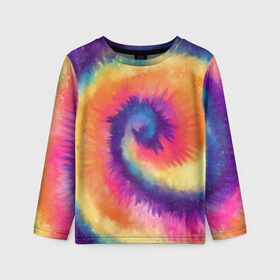 Детский лонгслив 3D с принтом TIE-DYE MULTICOLOR в Новосибирске, 100% полиэстер | длинные рукава, круглый вырез горловины, полуприлегающий силуэт
 | dye | multicolor | tie | trend | акварель | брызги | градиент | дай | колор | краски | красочная | мульти | потёки | пятна | радуга | радужная | тай | тайдай | текстура | тренд | хиппи