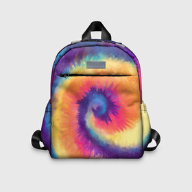 Детский рюкзак 3D с принтом TIE DYE MULTICOLOR в Новосибирске, 100% полиэстер | лямки с регулируемой длиной, сверху петелька, чтобы рюкзак можно было повесить на вешалку. Основное отделение закрывается на молнию, как и внешний карман. Внутри дополнительный карман. По бокам два дополнительных кармашка | Тематика изображения на принте: dye | multicolor | tie | trend | акварель | брызги | градиент | дай | колор | краски | красочная | мульти | потёки | пятна | радуга | радужная | тай | тайдай | текстура | тренд | хиппи