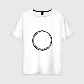 Женская футболка хлопок Oversize с принтом Уроборос в Новосибирске, 100% хлопок | свободный крой, круглый ворот, спущенный рукав, длина до линии бедер
 | circle | drawing | greek | ouroboros | snake | transparent | греческий | змея | круг | прозрачный | рисунок | уроборос