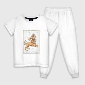 Детская пижама хлопок с принтом Leo в Новосибирске, 100% хлопок |  брюки и футболка прямого кроя, без карманов, на брюках мягкая резинка на поясе и по низу штанин
 | art | beast | constellations | leo | print | stars | vintage | zodiac | арт | винтаж | звезды | зверь | знак зодиака | зодиак | лев | созвездия