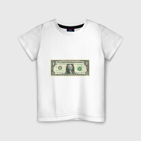 Детская футболка хлопок с принтом One dollar в Новосибирске, 100% хлопок | круглый вырез горловины, полуприлегающий силуэт, длина до линии бедер | bill | dollar | one | богатство | деньги | доллары | монеты | один | сша
