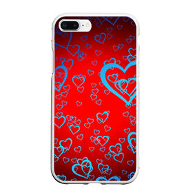 Чехол для iPhone 7Plus/8 Plus матовый с принтом Сердца в Новосибирске, Силикон | Область печати: задняя сторона чехла, без боковых панелей | love | любовь | сердечки | сердца | сердце