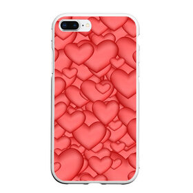 Чехол для iPhone 7Plus/8 Plus матовый с принтом Сердечки в Новосибирске, Силикон | Область печати: задняя сторона чехла, без боковых панелей | love | любовь | сердечки | сердце