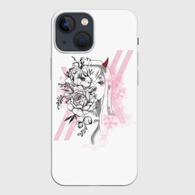 Чехол для iPhone 13 mini с принтом Zero Two Roses в Новосибирске,  |  | 002 | ahegao | anime | darling | franx | franxx | girl | girls | in | senpai | the | two | waifu | zero | zerotwo | аниме | ахегао | вайфу | девушка | семпай | сенпай | тян