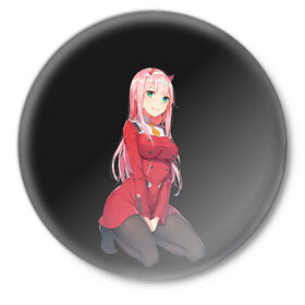 Значок с принтом ZeroTwo (Darling in the Franx) в Новосибирске,  металл | круглая форма, металлическая застежка в виде булавки | Тематика изображения на принте: 002 | ahegao | anime | darling | franx | franxx | girl | girls | in | senpai | the | two | waifu | zero | zerotwo | аниме | ахегао | вайфу | девушка | семпай | сенпай | тян