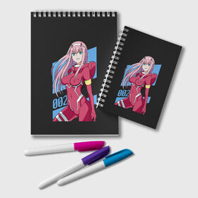 Блокнот с принтом ZeroTwo (Darling in the Franx) в Новосибирске, 100% бумага | 48 листов, плотность листов — 60 г/м2, плотность картонной обложки — 250 г/м2. Листы скреплены удобной пружинной спиралью. Цвет линий — светло-серый
 | 002 | 02 | ahegao | anime | darling | franx | franxx | girl | girls | in | senpai | the | two | waifu | zero | zerotwo | аниме | ахегао | вайфу | девушка | семпай | сенпай | тян