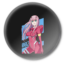 Значок с принтом ZeroTwo (Darling in the Franx) в Новосибирске,  металл | круглая форма, металлическая застежка в виде булавки | Тематика изображения на принте: 002 | 02 | ahegao | anime | darling | franx | franxx | girl | girls | in | senpai | the | two | waifu | zero | zerotwo | аниме | ахегао | вайфу | девушка | семпай | сенпай | тян