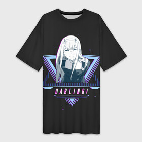 Платье-футболка 3D с принтом Darling Zero Two star в Новосибирске,  |  | 002 | 02 | ahegao | anime | darling | franx | franxx | girl | girls | in | senpai | the | two | waifu | zero | zerotwo | аниме | ахегао | вайфу | девушка | семпай | сенпай | тян