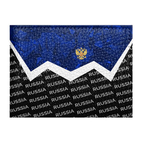 Обложка для студенческого билета с принтом RUSSIA | BLUE DIAMOND в Новосибирске, натуральная кожа | Размер: 11*8 см; Печать на всей внешней стороне | russia | sport | герб | империя | имперский | патриот | патриотизм | российская | россия | русский | спорт | страны | флаг | я русский