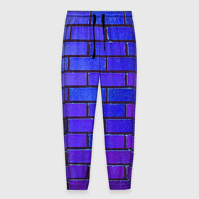 Мужские брюки 3D с принтом Brick в Новосибирске, 100% полиэстер | манжеты по низу, эластичный пояс регулируется шнурком, по бокам два кармана без застежек, внутренняя часть кармана из мелкой сетки | Тематика изображения на принте: blue | brick | purple | texture | wall | кирпич | кирпичный | синий | стена | текстура | фиолетовый