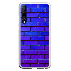 Чехол для Honor P30 с принтом Brick в Новосибирске, Силикон | Область печати: задняя сторона чехла, без боковых панелей | blue | brick | purple | texture | wall | кирпич | кирпичный | синий | стена | текстура | фиолетовый