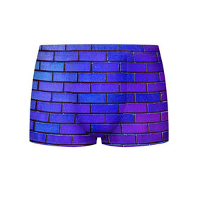 Мужские трусы 3D с принтом Brick в Новосибирске, 50% хлопок, 50% полиэстер | классическая посадка, на поясе мягкая тканевая резинка | Тематика изображения на принте: blue | brick | purple | texture | wall | кирпич | кирпичный | синий | стена | текстура | фиолетовый