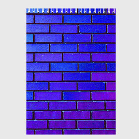 Скетчбук с принтом Brick в Новосибирске, 100% бумага
 | 48 листов, плотность листов — 100 г/м2, плотность картонной обложки — 250 г/м2. Листы скреплены сверху удобной пружинной спиралью | blue | brick | purple | texture | wall | кирпич | кирпичный | синий | стена | текстура | фиолетовый