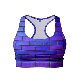 Женский спортивный топ 3D с принтом Brick в Новосибирске, 82% полиэстер, 18% спандекс Ткань безопасна для здоровья, позволяет коже дышать, не мнется и не растягивается |  | blue | brick | purple | texture | wall | кирпич | кирпичный | синий | стена | текстура | фиолетовый