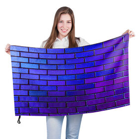 Флаг 3D с принтом Brick в Новосибирске, 100% полиэстер | плотность ткани — 95 г/м2, размер — 67 х 109 см. Принт наносится с одной стороны | blue | brick | purple | texture | wall | кирпич | кирпичный | синий | стена | текстура | фиолетовый