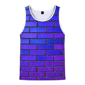 Мужская майка 3D с принтом Brick в Новосибирске, 100% полиэстер | круглая горловина, приталенный силуэт, длина до линии бедра. Пройма и горловина окантованы тонкой бейкой | blue | brick | purple | texture | wall | кирпич | кирпичный | синий | стена | текстура | фиолетовый