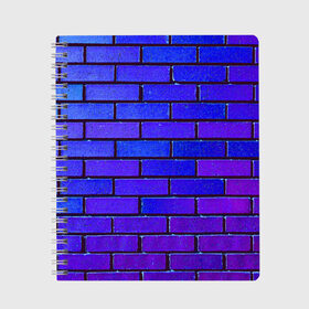 Тетрадь с принтом Brick в Новосибирске, 100% бумага | 48 листов, плотность листов — 60 г/м2, плотность картонной обложки — 250 г/м2. Листы скреплены сбоку удобной пружинной спиралью. Уголки страниц и обложки скругленные. Цвет линий — светло-серый
 | Тематика изображения на принте: blue | brick | purple | texture | wall | кирпич | кирпичный | синий | стена | текстура | фиолетовый