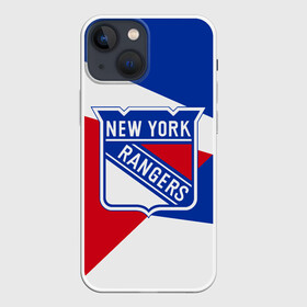 Чехол для iPhone 13 mini с принтом Нью Йорк Рейнджерс в Новосибирске,  |  | hockey | new york | new york rangers | nhl | rangers | usa | нхл | нью йорк | нью йорк рейнджерс | рейнджерс | спорт | сша | хоккей | шайба