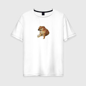 Женская футболка хлопок Oversize с принтом Грустный собачко в Новосибирске, 100% хлопок | свободный крой, круглый ворот, спущенный рукав, длина до линии бедер
 | aesthetic | dog | food | sad | аниме | арт | знаки зодиака | коты | кошак | кошки | мем | мемы | осень | пёс | собаки | эстетика