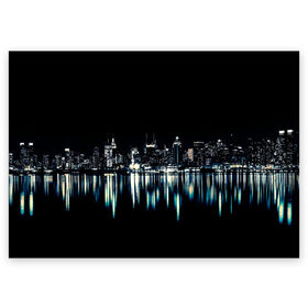 Поздравительная открытка с принтом Ночной город в Новосибирске, 100% бумага | плотность бумаги 280 г/м2, матовая, на обратной стороне линовка и место для марки
 | urban | город | ночной город | ночь | отражение | отражение в воде | текстуры