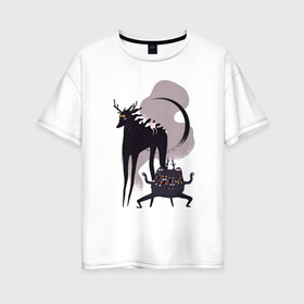 Женская футболка хлопок Oversize с принтом Монстры хэллоуина в Новосибирске, 100% хлопок | свободный крой, круглый ворот, спущенный рукав, длина до линии бедер
 | art | creatures | drawing | drawings | eyes | halfmoon | halloween | horse | illustration | monsters | moon | picture | арт | глаза | иллюстрация | искусство | конь | лошадь | луна | много | полумесяц | рисунок | создания | хеллоуин | хэллоуин