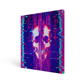 Холст квадратный с принтом Skull glitch в Новосибирске, 100% ПВХ |  | color | fashion | glitch | jaw | skull | vanguard | авангард | глитч | мода | пасть | цвет | череп