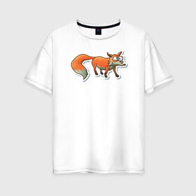 Женская футболка хлопок Oversize с принтом Пучеглазый Лис в Новосибирске, 100% хлопок | свободный крой, круглый ворот, спущенный рукав, длина до линии бедер
 | звери | зверь | лис | лиса | лисица | лисы | хищник