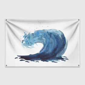 Флаг-баннер с принтом Морская волна в Новосибирске, 100% полиэстер | размер 67 х 109 см, плотность ткани — 95 г/м2; по краям флага есть четыре люверса для крепления | брызги | вода | волна | море | океан | синий | шторм