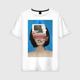 Женская футболка хлопок Oversize с принтом Vaporwave 2020-12 в Новосибирске, 100% хлопок | свободный крой, круглый ворот, спущенный рукав, длина до линии бедер
 | aesthetic | electronica | music | лаунж | музыка | поп | скульптура