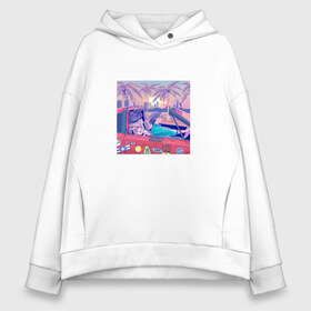 Женское худи Oversize хлопок с принтом Vaporwave 2020-88 в Новосибирске, френч-терри — 70% хлопок, 30% полиэстер. Мягкий теплый начес внутри —100% хлопок | боковые карманы, эластичные манжеты и нижняя кромка, капюшон на магнитной кнопке | aesthetic | electronica | music | лаунж | музыка | поп | скульптура