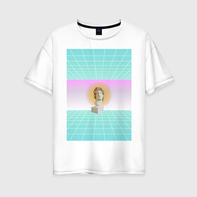 Женская футболка хлопок Oversize с принтом Vaporwave 2020-90 в Новосибирске, 100% хлопок | свободный крой, круглый ворот, спущенный рукав, длина до линии бедер
 | aesthetic | electronica | music | лаунж | музыка | поп | скульптура