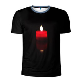Мужская футболка 3D спортивная с принтом Свеча в Новосибирске, 100% полиэстер с улучшенными характеристиками | приталенный силуэт, круглая горловина, широкие плечи, сужается к линии бедра | fire | light | огонь | отражение | свет | светильник | светодиод | свечка