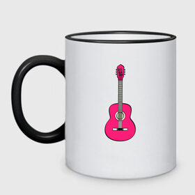 Кружка двухцветная с принтом Розовая гитара в Новосибирске, керамика | объем — 330 мл, диаметр — 80 мм. Цветная ручка и кайма сверху, в некоторых цветах — вся внутренняя часть | Тематика изображения на принте: girl | guitar | music | pink | pop | rock | артист | гитара | гитарист | гламур | девочкам | девушке | инструмент | клавиши | мелодия | музыка | музыкальные инструменты | музыкант | ноты | песни | подарок | поп | попса