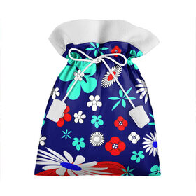 Подарочный 3D мешок с принтом Lorri в Новосибирске, 100% полиэстер | Размер: 29*39 см | blue | flowers | leaves | patterns | summer | texture | летний | листки | синий | текстура | узоры | цветы