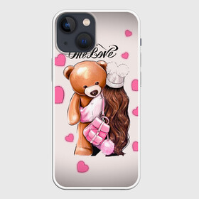 Чехол для iPhone 13 mini с принтом Любовь в Новосибирске,  |  | love | one love | влюбленность | девушка | жена | кофе | люблю | милые создания | милый | мишка | муж | отношения | подарок | романтика | свадьба | сердечко | сердце